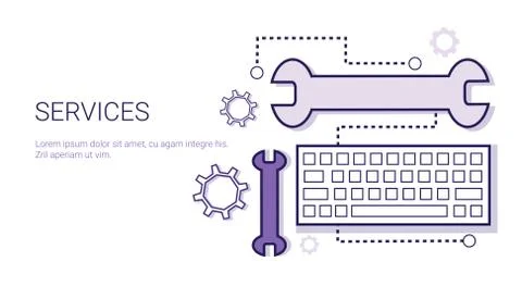 Services Of Technical Support Business Concept Web Banner With Copy Space Stock Illustration