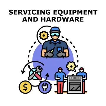 Servicing equipment and hardware concept for maintenance Stock Illustration
