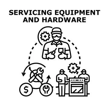Servicing equipment and hardware concept for maintenance Stock Illustration