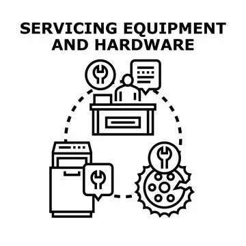 Servicing equipment and hardware support concept illustration Stock Illustration
