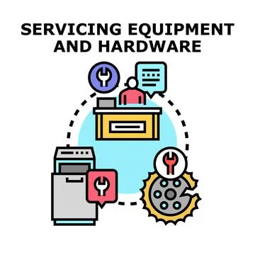 Servicing equipment and hardware support concept illustration Stock Illustration