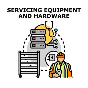 Servicing equipment and hardware technical process concept Stock Illustration