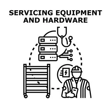Servicing equipment and hardware technical process concept 库存插图