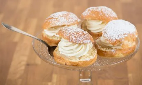 Serving almond buns Stock Photos