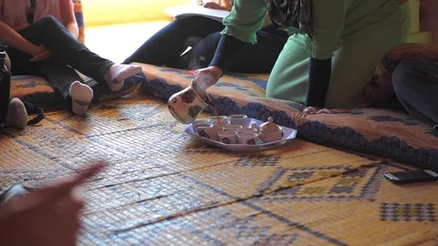 Serving and Drinking Tea in a Middle Eastern Home 2 Video stock 79043158