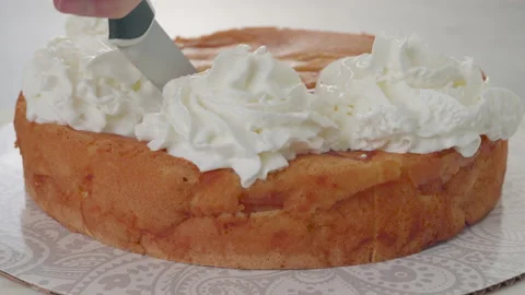 Serving an apple cake, accelerated video. Slice of apple cake Stock Footage 232638229