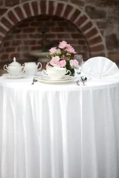 Serving on the background of a brick wall Stock Photos