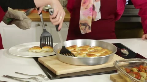 Serving of baked meat pies 動画素材 49781928