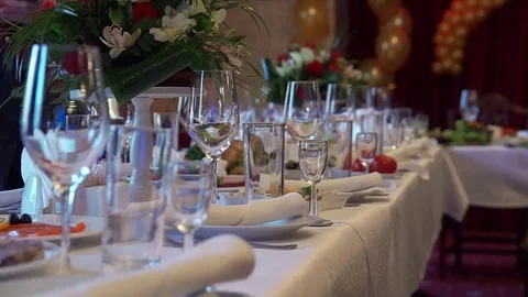 Serving Banquet tables. Stock Footage 74761781