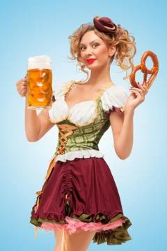 Serving beer and snacks. Stock Photos