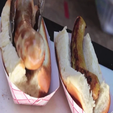 Serving Brats CU Stock Footage 69461054