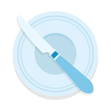 Serving a bread plate with butter knife vector flat isolated Stock Illustration