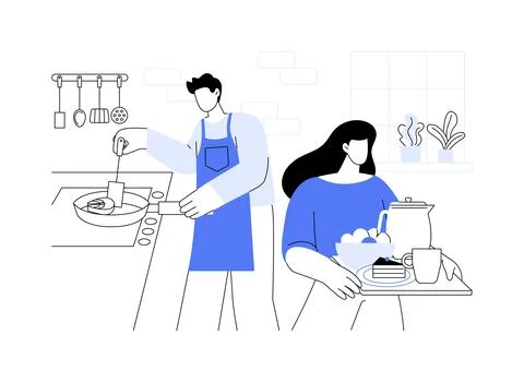 Serving breakfast isolated cartoon vector illustrations. Ilustración de archivo