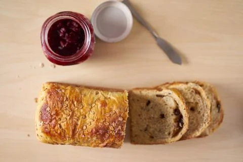 Serving for breakfast or tea time with sliced bread Stock Photos
