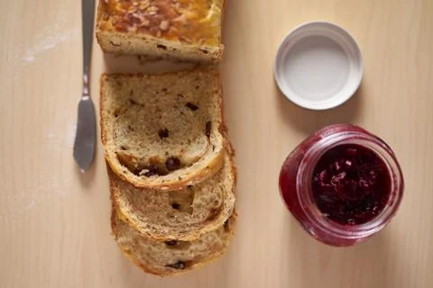 Serving for breakfast or tea time with sliced bread Stock Photos