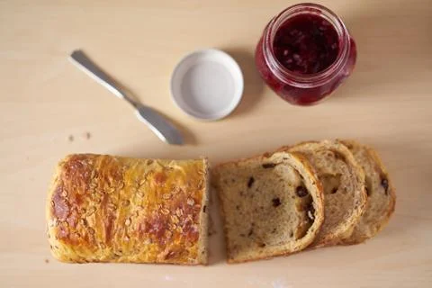 Serving for breakfast or tea time with sliced bread Foto stock