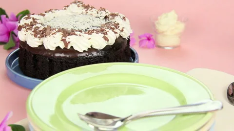 Serving A Cake Slice Stock Footage 5381755