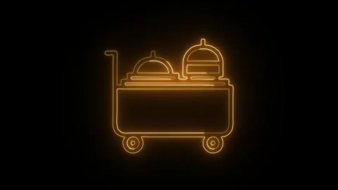 Serving Cart Icon Isolated on Black Background Restaurant Service Symbol Desi Stock Footage 330067728