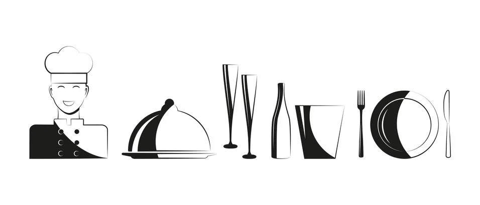 Serving. Chef. Icon Stock Illustration