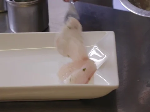 Serving chicken in a plate Stock Footage 80679184