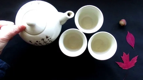 Serving Chinese tea for three people, tea for three Stock Footage 119787893