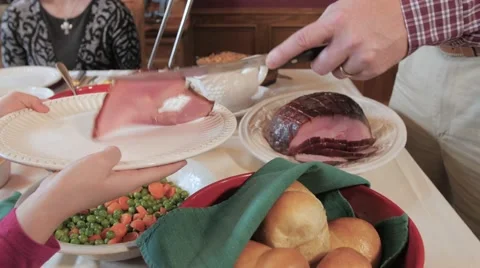 Serving Christmas Ham 스톡 동영상 64184263