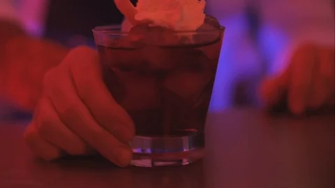 Serving A Cocktail Drink Closeup Stock Footage 90486749