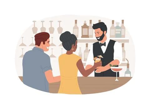 Serving cocktail isolated cartoon vector illustrations. Ilustración de archivo