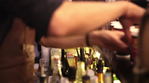 Serving cocktails drinks by bartender in bar Stock Footage 58903519
