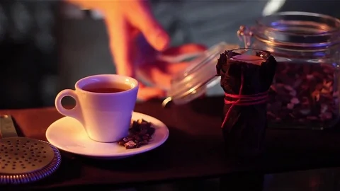 Serving coffee at the bar Stock Footage 76472403