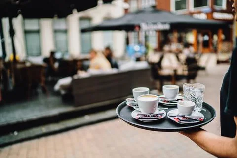 Serving coffee close up Stock Photos