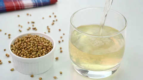 Serving coriander seed water Stock Footage 229927900