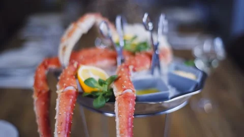 Serving crab in a restaurant. Stock Footage 134236688