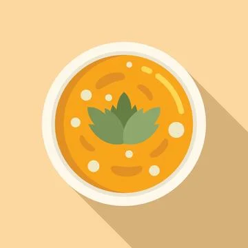 Serving cream soup icon flat vector. Supper lunch Ilustração Stock