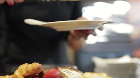 Serving a Croissant Stock Footage 70772656