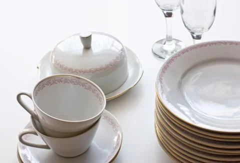 Serving dinner table Stock Photos