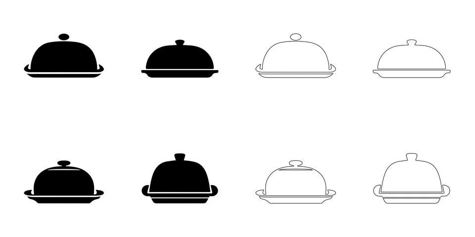 Serving dish icons set Stock Illustration