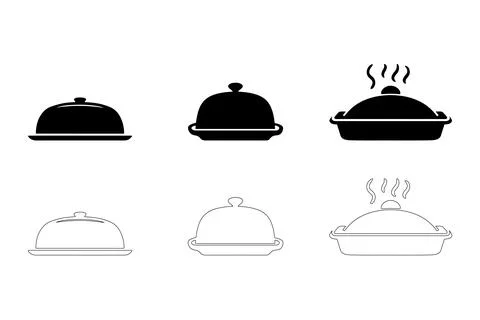 Serving dish icons set Stock Illustration