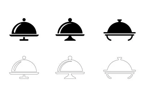 Serving dish icons set Stock Illustration
