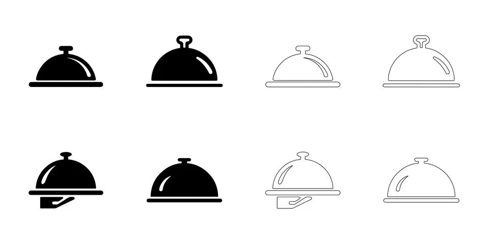 Serving dish icons set Stock Illustration