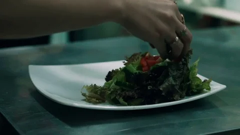 Serving dish in the kitchen close-up Stock Footage 76574570