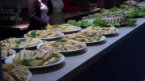 Serving dishes in the restaurant. Stock Footage 76595851