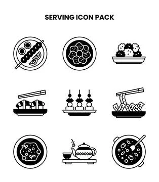 Serving DuoTone Bundle Icons Pack Stock Illustration