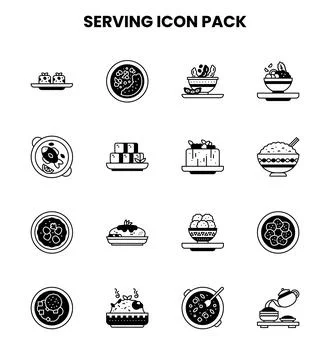 Serving DuoTone Icons Pack Stock Illustration