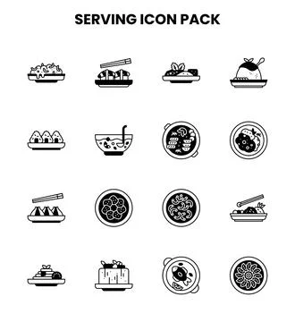Serving DuoTone Scalable Icons Pack Stock Illustration