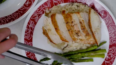 Serving Elegant Homemade Dinner Stock Footage 139232759