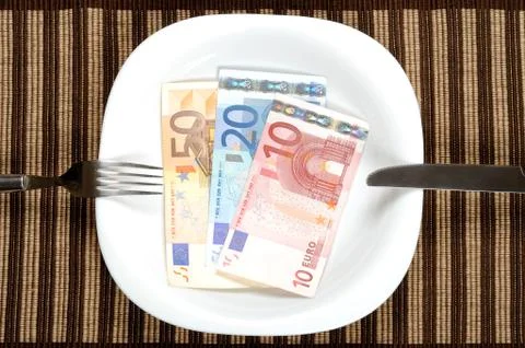 Serving euro banknotes Fotos Stock