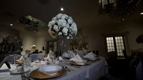 Serving exquisite wedding table Stock Footage 105652030