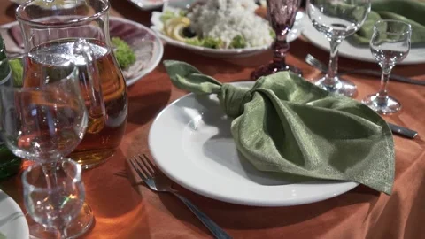 Serving the festive table. Stock Footage 230285883