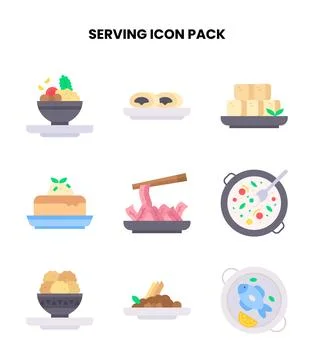 Serving Flat Bundle Icons Pack Stock Illustration